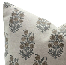 Load image into Gallery viewer, Hand Block Printed Botanical Linen Toss Pillow