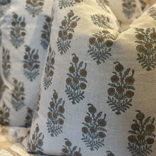 Load image into Gallery viewer, Hand Block Printed Botanical Linen Toss Pillow