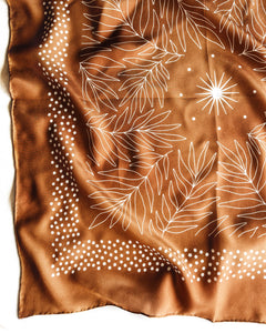 100% Silk Bandana Scarf in Amber