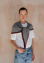 Load image into Gallery viewer, Large Merino Wool Triangle Scarf in Charcoal &amp; Burgundy