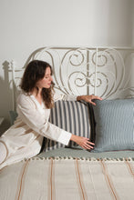 Load image into Gallery viewer, Odemis Striped Pillow in Black/Ecru Stripes 22"x22"