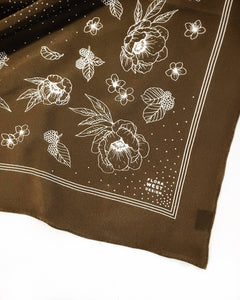 100% Silk Bandana Scarf in Olive