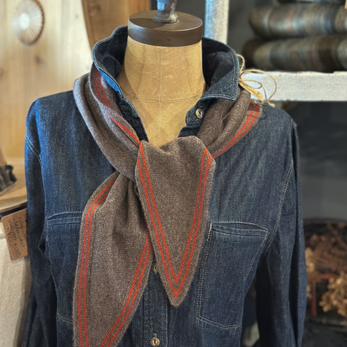 100% Cashmere Scarf in Heathered Coffee & Tomato