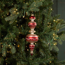 Load image into Gallery viewer, RED &amp; WHITE GLASS FINIAL ORNAMENT