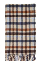 Load image into Gallery viewer, Multi-Plaid-Navy/Rust-Merino Lambswool Throw-Made in England
