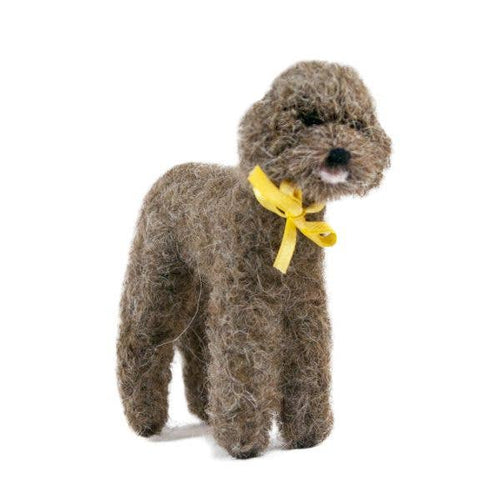 Doodle Dog Ornament—Felted Alpaca in Rosegray