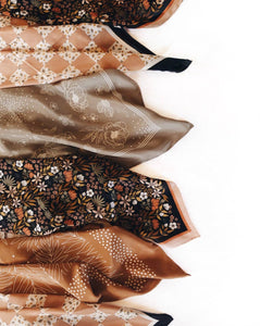 100% Silk Bandana Scarf in Amber