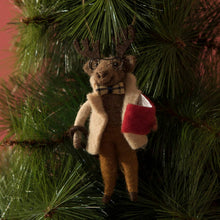 Load image into Gallery viewer, Reader Moose Felt Ornament