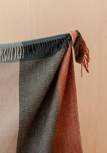 Load image into Gallery viewer, Recycled Wool Blanket in Green Waffle Block Check