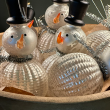 Load image into Gallery viewer, Vintage Style Snowman Ornament with Tinsel