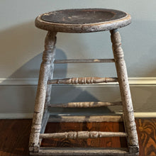 Load image into Gallery viewer, Weathered Wood &amp; Leather Stool