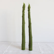 Load image into Gallery viewer, Asparagus Beeswax Candle Taper Pair