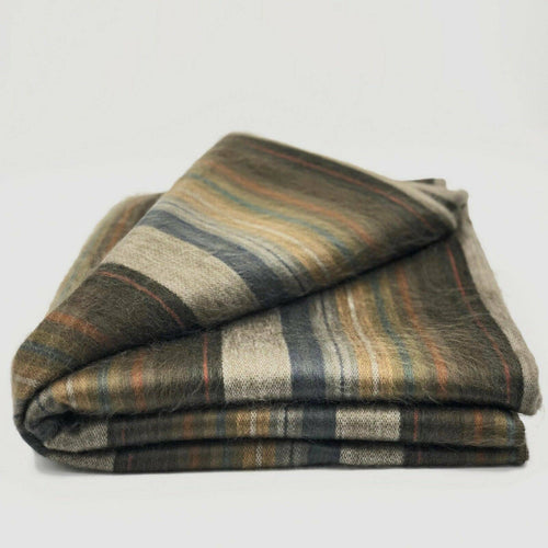 Striped Baby Alpaca Wool Throw Blanket