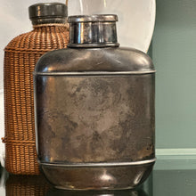 Load image into Gallery viewer, Antique Pewter Flask with Cup Cap