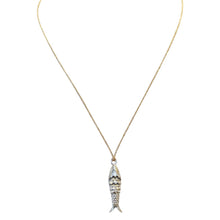 Load image into Gallery viewer, SARDINA NECKLACE, gold and silver plated fish (CAT74): Gold plated / LUREX THREAD / M