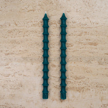 Load image into Gallery viewer, Bamboo Taper Beeswax Candles - A Pair: Midnight Black