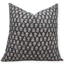 Load image into Gallery viewer, Hand Block Printed Canvas Pillow cover in Teal Blue