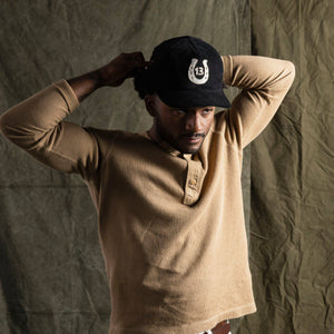 Lucky 13 Corduroy Black Hat with Horseshoe