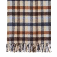 Load image into Gallery viewer, Multi-Plaid-Navy/Rust-Merino Lambswool Throw-Made in England