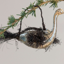 Load image into Gallery viewer, Silvered Glass Bird w/ Tinsel Ornament