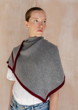 Load image into Gallery viewer, Large Merino Wool Triangle Scarf in Charcoal &amp; Burgundy