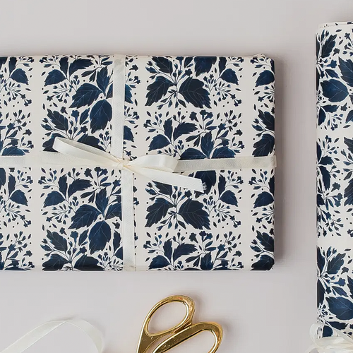 BLUE BOTANICAL GIFT WRAP PAPER