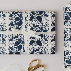 BLUE BOTANICAL GIFT WRAP PAPER