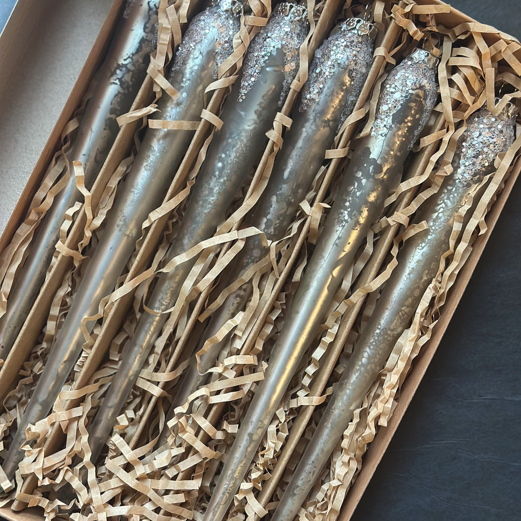 White Glass Icicle Ornament