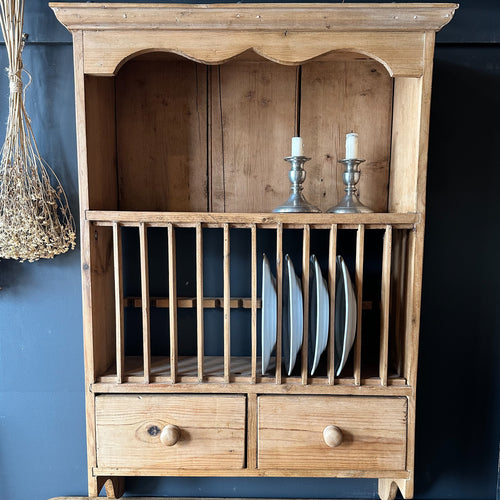 Vintage Pine Plate Rack Shelf