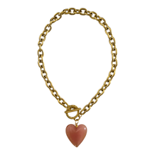 Load image into Gallery viewer, Amore Murano Glass Heart Necklace in Peach Pink