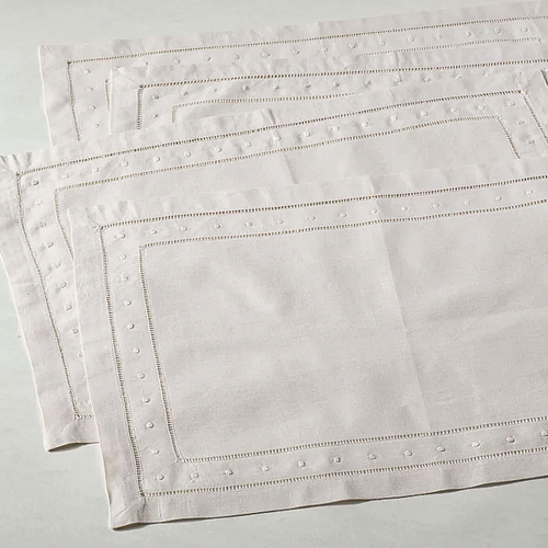 Swiss Dot Hemstitch Linen Placemat