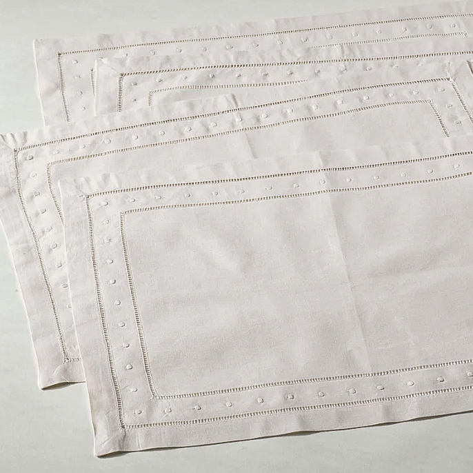 Swiss Dot Hemstitch Linen Placemat