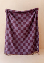 Load image into Gallery viewer, Recycled Wool Blanket in Burgundy &amp; Lilac Checkerboard