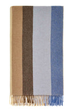 Load image into Gallery viewer, Block Stripe Yellow/Blue Merino Lambswool Throw