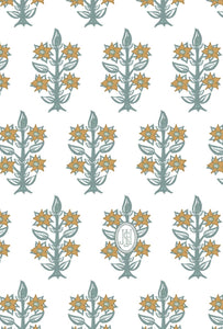 Dahlia Block Print Style Wrapping Paper