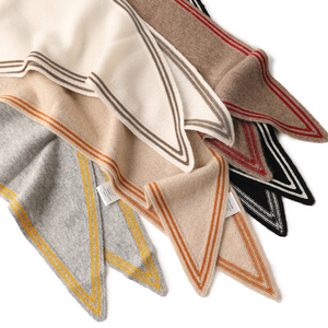 100% Cashmere Scarf in Dark Oatmeal & Red