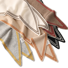 Load image into Gallery viewer, 100% Cashmere Scarf in Heathered Caramel &amp; Red