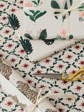 Load image into Gallery viewer, CHRISTMAS RED STAR &amp; GARLAND GIFT WRAP HOLIDAY PAPER