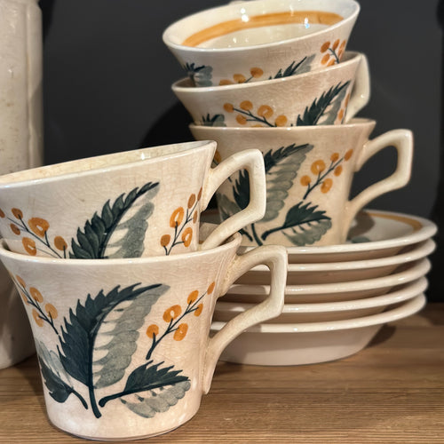 Set of Old Bristol Pottery Cups & Saucers
