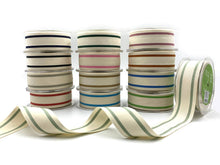 Load image into Gallery viewer, 1.5&quot; Woven Cotton Jadeite Double Stripes Ribbon