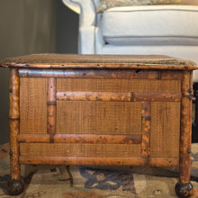Load image into Gallery viewer, Antique 19th C. Bamboo &amp; Rattan Storage Ottoman