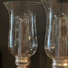 Load image into Gallery viewer, Pair of Sterling Silver Hurricane Lamps w/ Stars