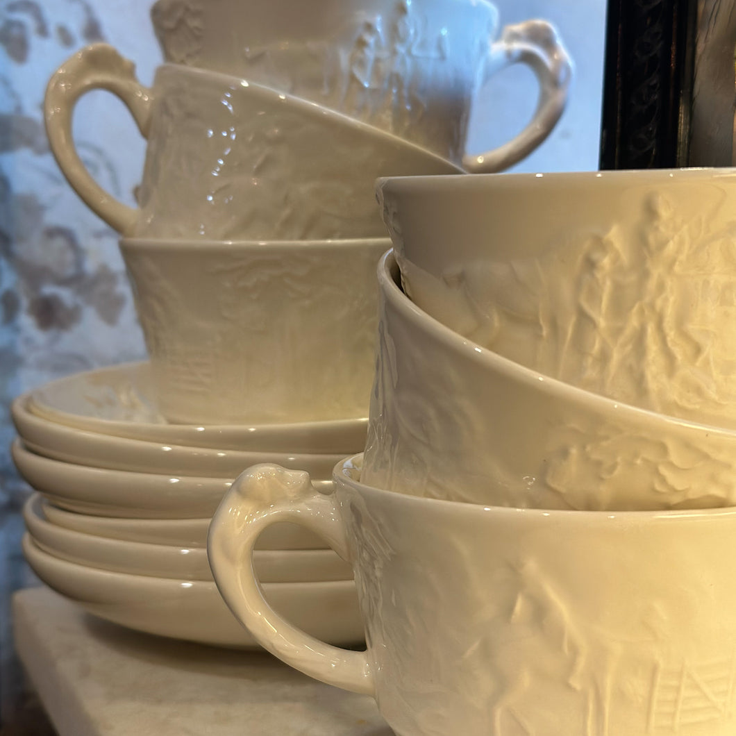 Vintage Wedgewood Hunt Scene Cup & Saucers