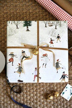 Load image into Gallery viewer, Ice Skating Scene Wrapping Paper: Ice Skating Wrapping Paper