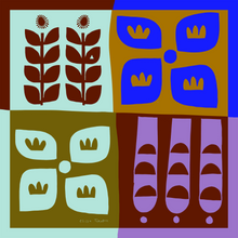 Load image into Gallery viewer, Botanical Colorblock Silk Scarf