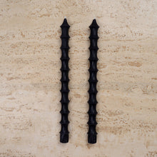 Load image into Gallery viewer, Bamboo Taper Beeswax Candles - A Pair: Midnight Black