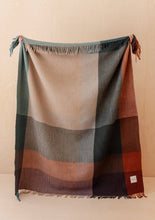 Load image into Gallery viewer, Recycled Wool Blanket in Green Waffle Block Check