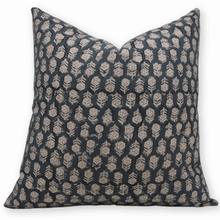 Load image into Gallery viewer, Hand Block Printed Canvas Pillow cover in Teal Blue