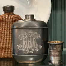 Load image into Gallery viewer, Antique Pewter Flask with Cup Cap