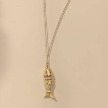 Load image into Gallery viewer, SARDINA NECKLACE, gold and silver plated fish (CAT74): Gold plated / LUREX THREAD / M